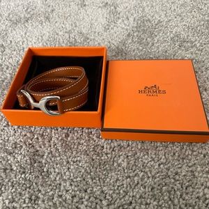 Hermes double wrap leather bracelet